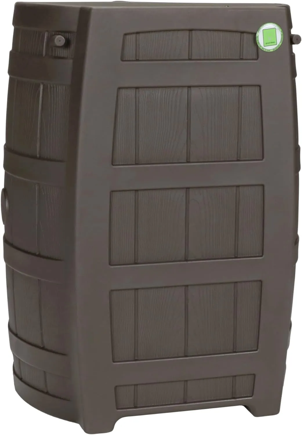 50 Gallon BPA-free Plastic Resin Rain Barrel for Outdoor Rainwater Collection and Storage Features a Metal Spigot