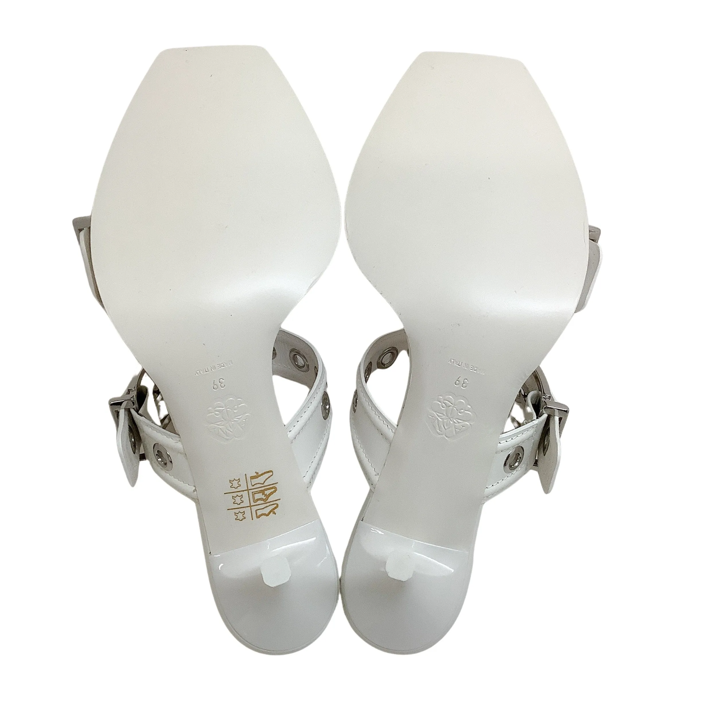 Alexander McQueen White Leather Buckle Strap Sandals