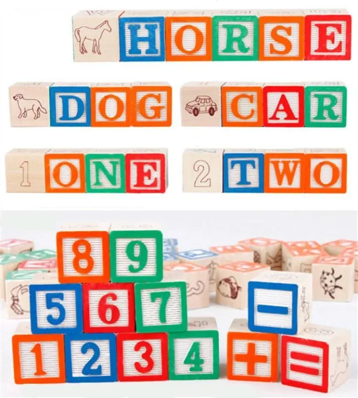 Alphabet and Counting Educational Wooden Cubes