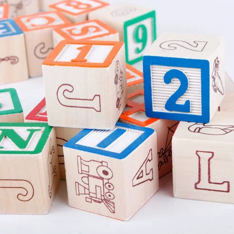 Alphabet and Counting Educational Wooden Cubes