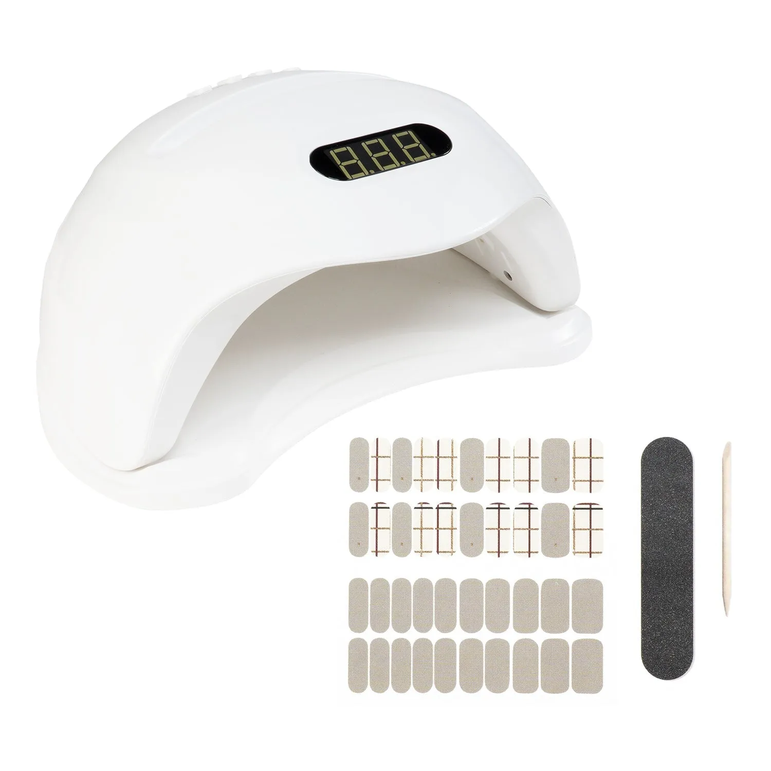 At Home Nail Salon UV Nail Lamp with Grey Gel Nail Stickers Kit