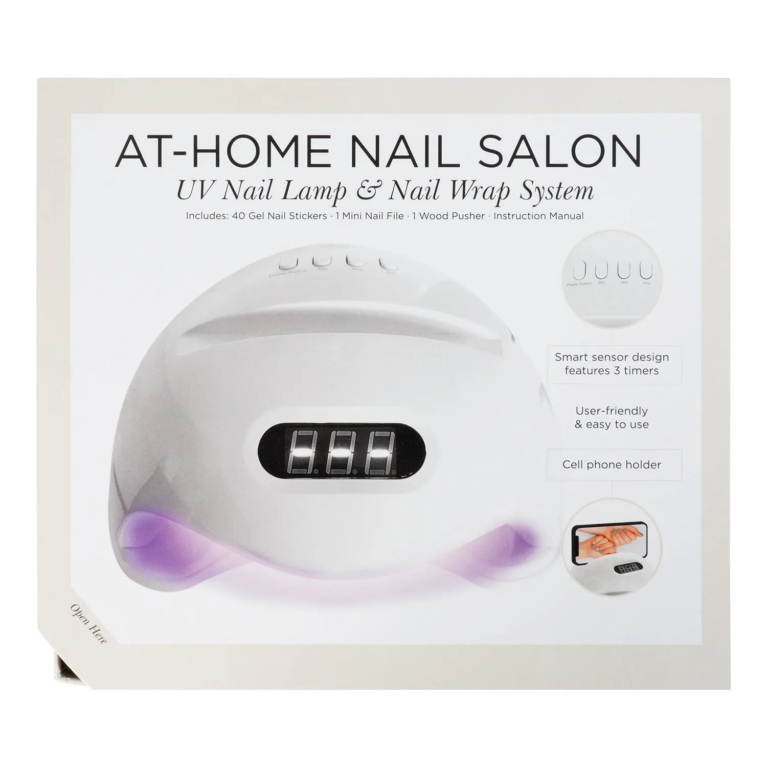 At Home Nail Salon UV Nail Lamp with Grey Gel Nail Stickers Kit