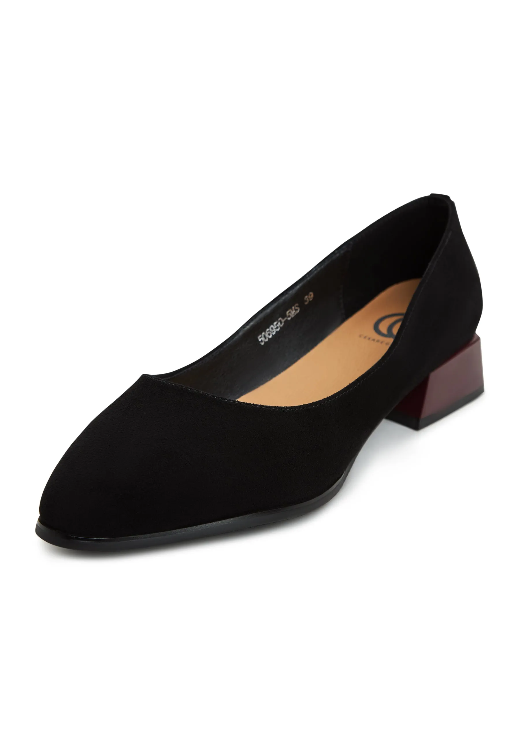 Block Heel Ballerinas Ingrid - Black suede