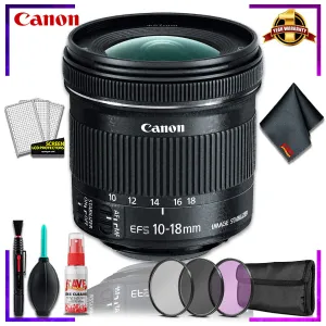 Canon EF-S 10-18mm f.4.5-5.6 is STM Lens (International Model)   3pcs UV Lens Filter Kit   Cleaning Kit