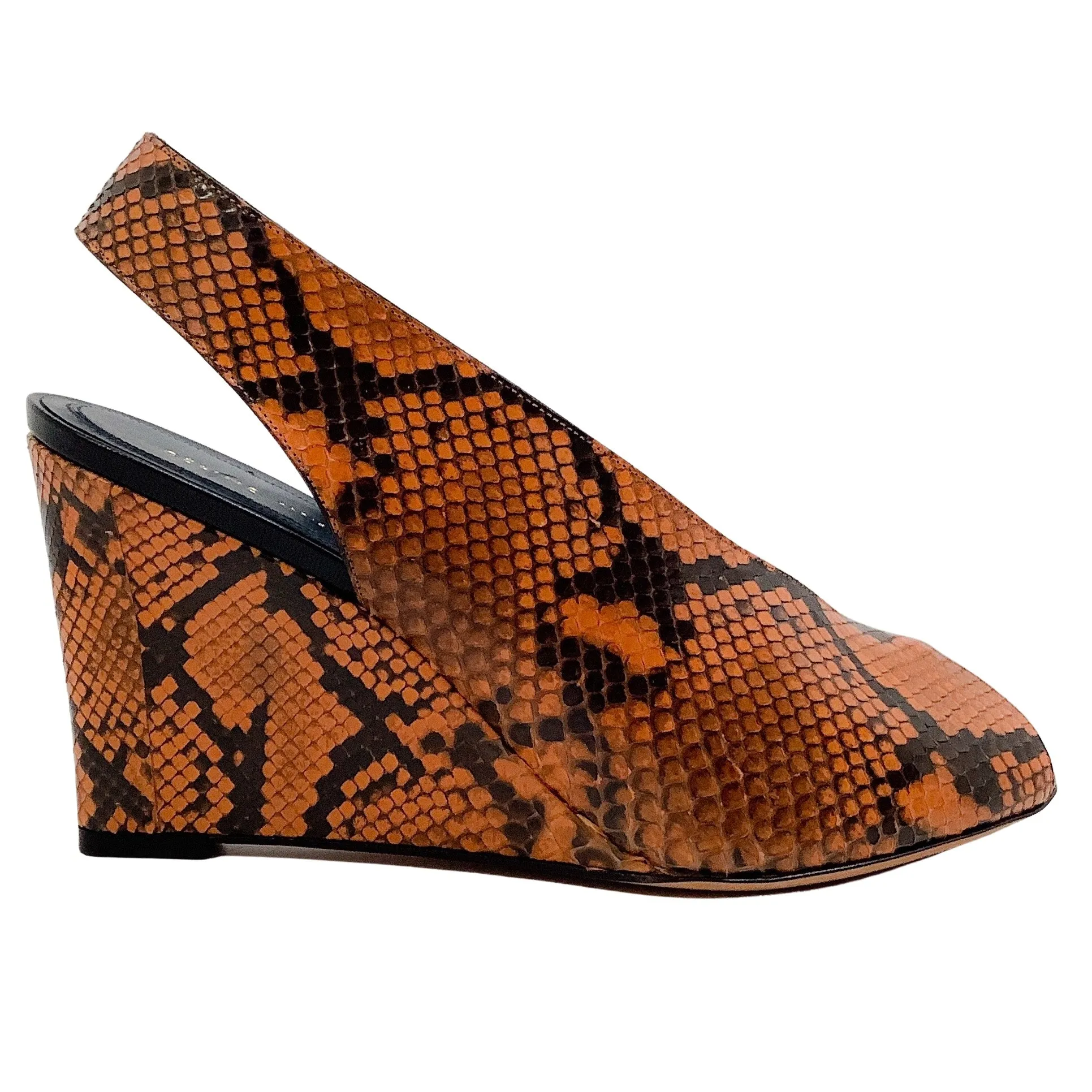 Celine Rust Python Peep Toe Wedges