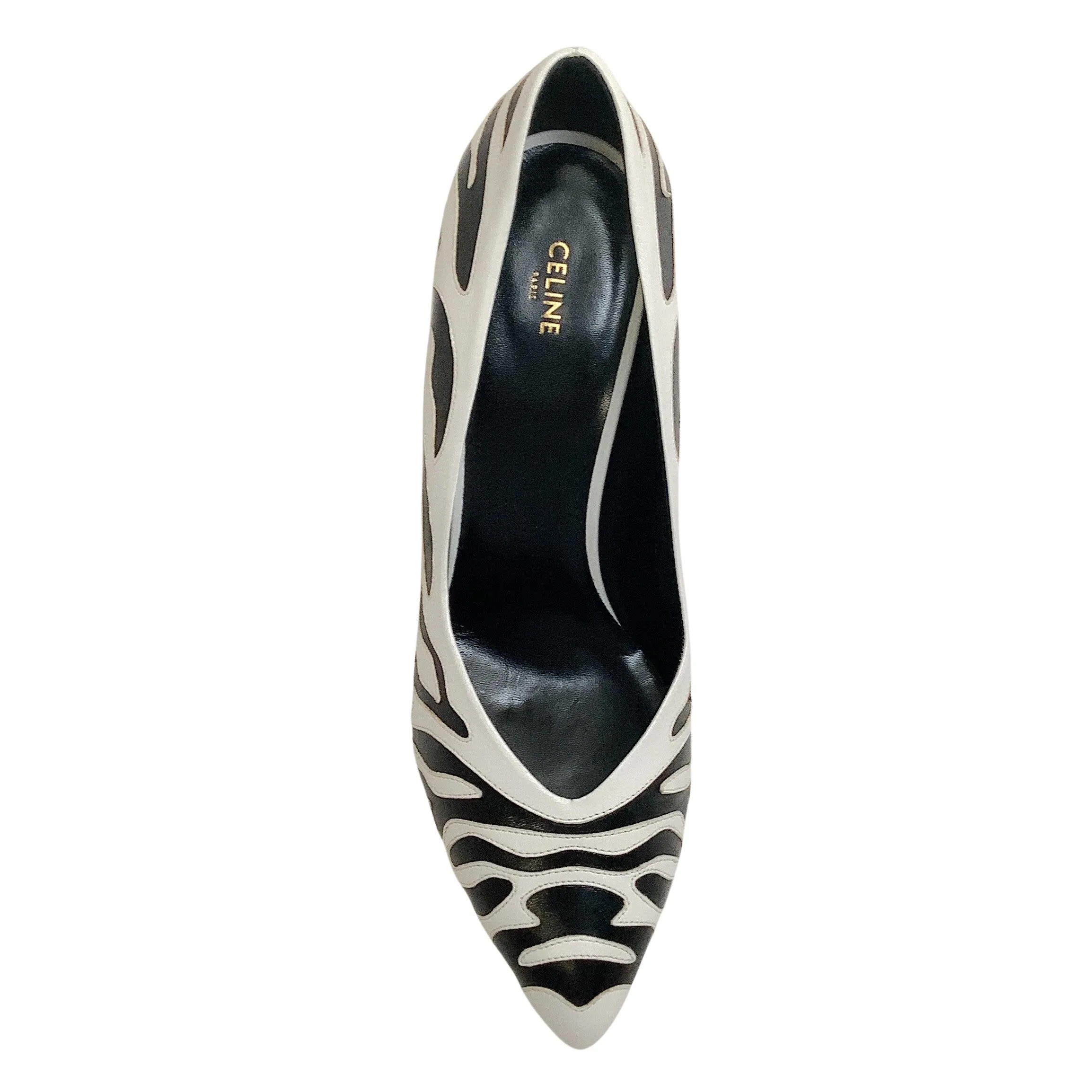 Celine White / Black Zebra Pump 85