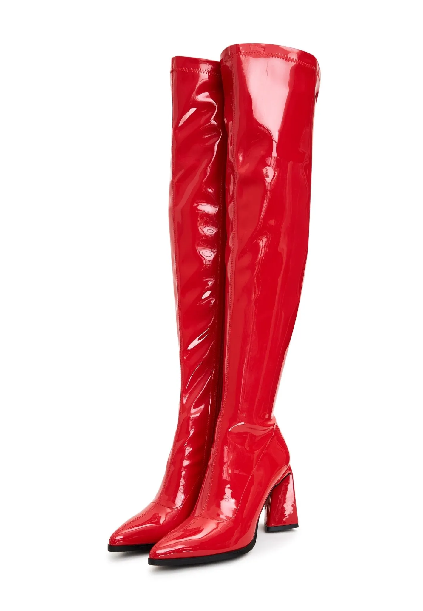 Chic Comfort Over The Knee Boots - Red