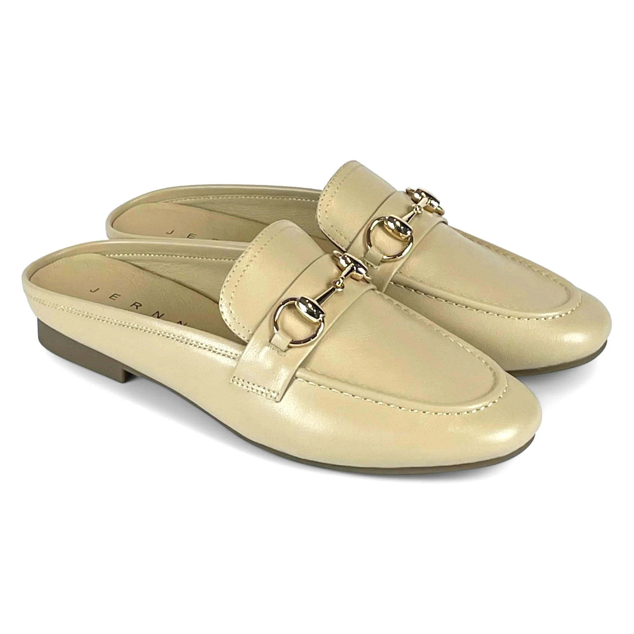 Classic Italian leather loafer mules with horsebit detail