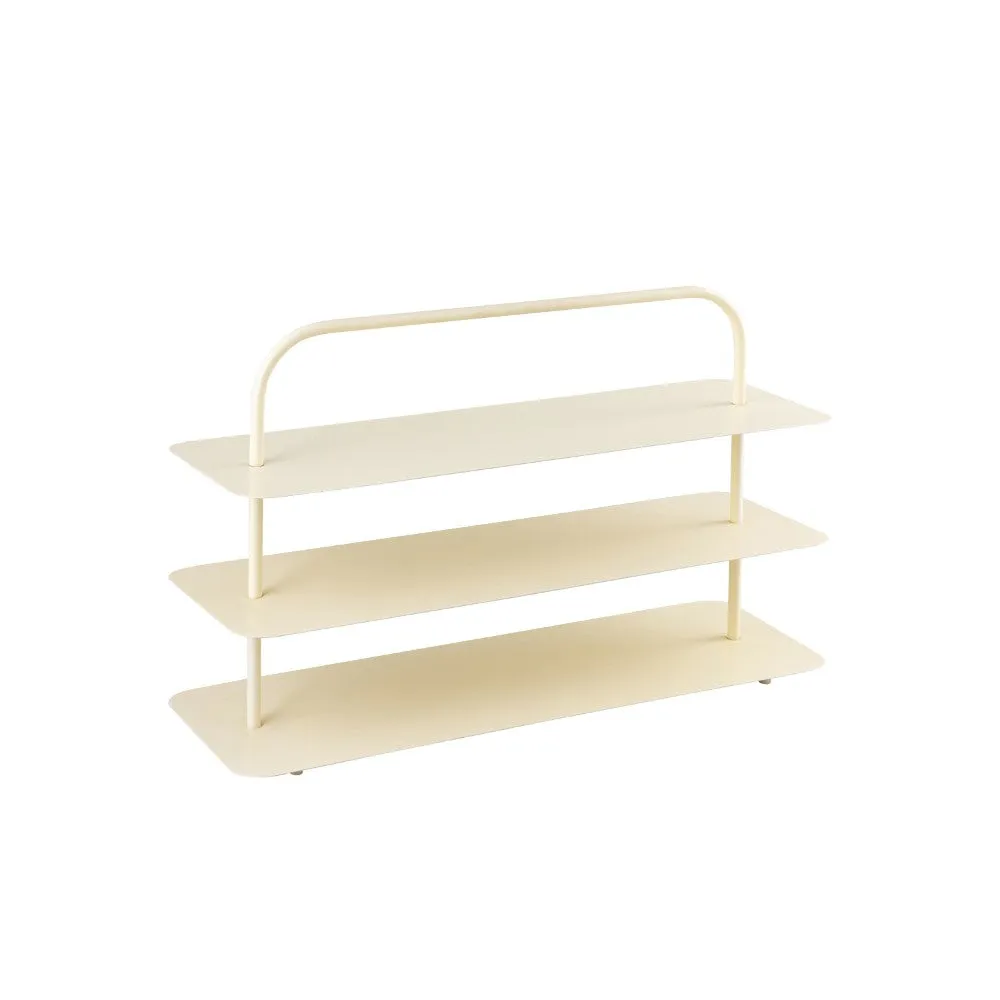 Coffe Minimalist 24.5" 9-Pair 3-Tier Iron Thin Flat Plate Shoe Rack