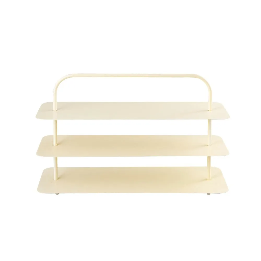 Coffe Minimalist 24.5" 9-Pair 3-Tier Iron Thin Flat Plate Shoe Rack