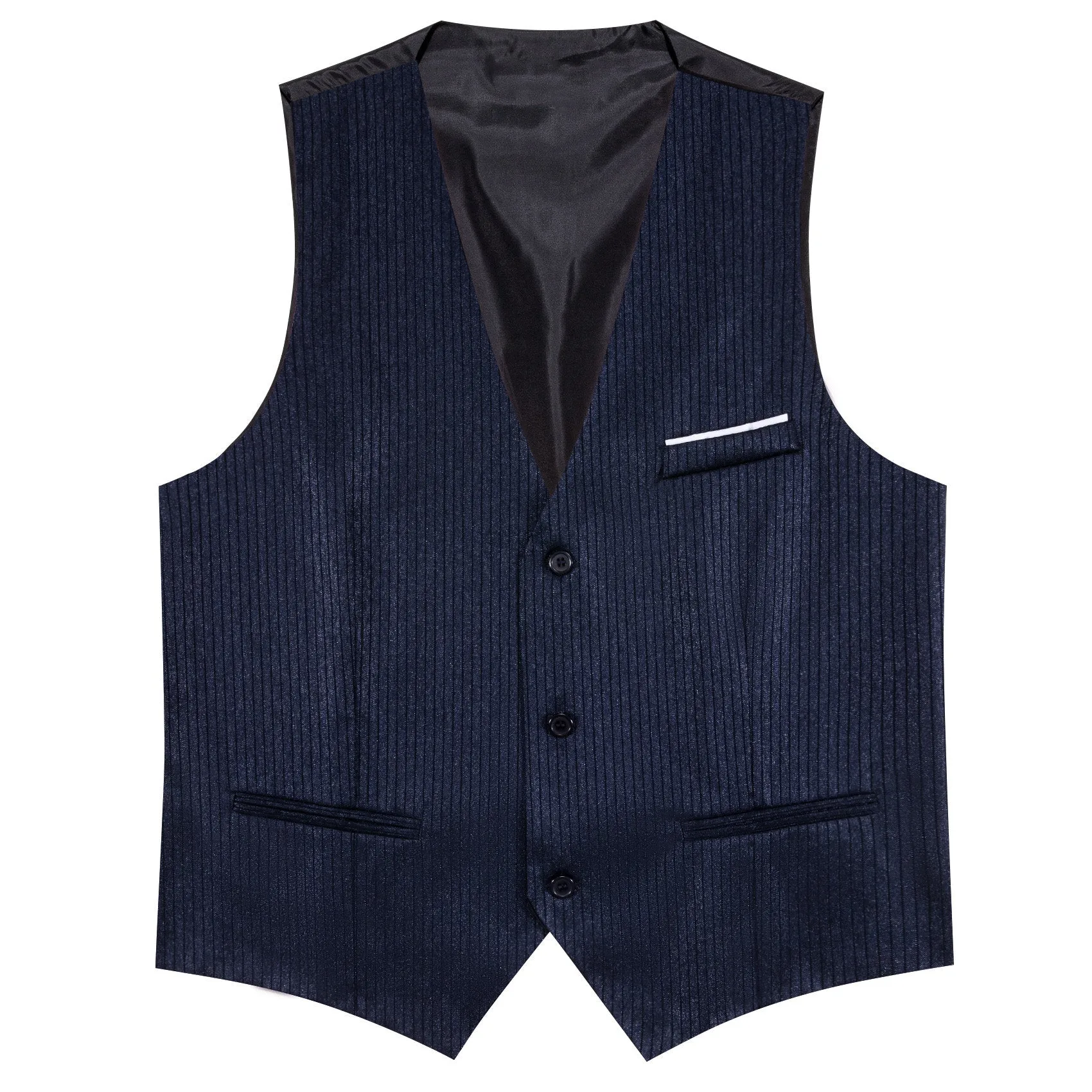 Dark Blue Solid Men's V-Neck Business Vest