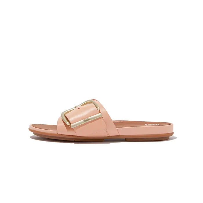 Fitflop Women Gracie Maxi-Buckle Leather Slides |HM6-A89| Blushy