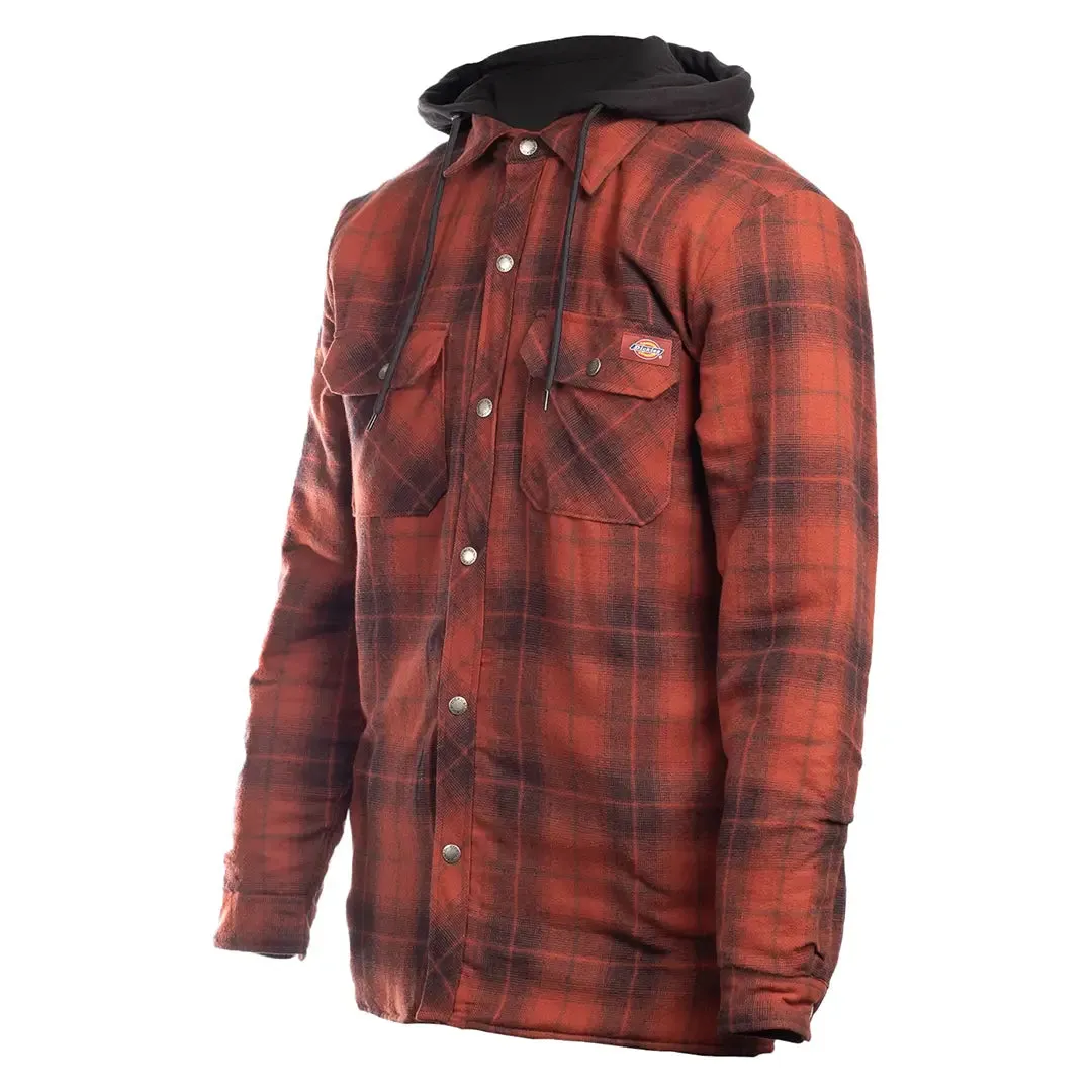 Fleece Hood Flannel Shirt Jacket - Brick by Dickies