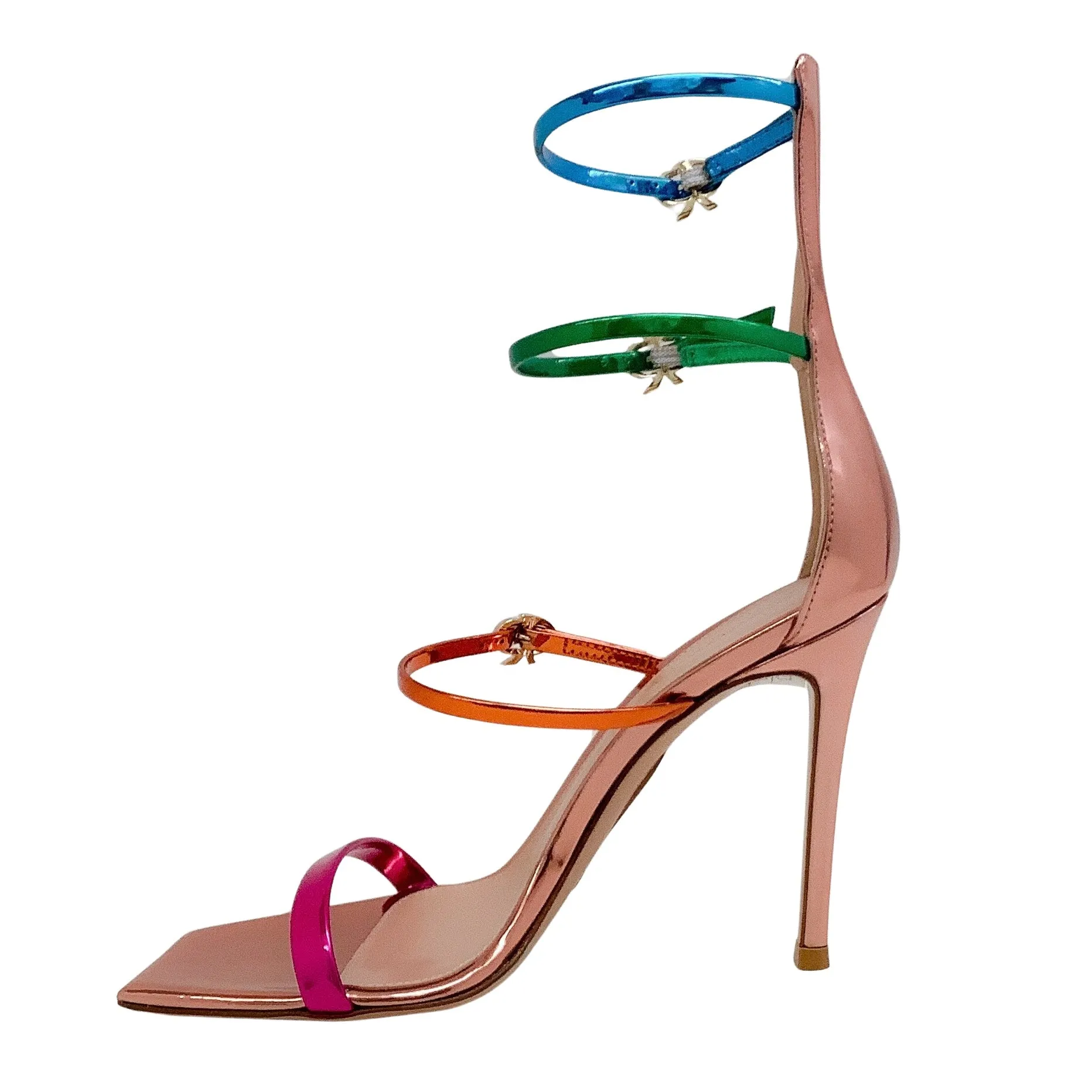 Gianvito Rossi Multi Metallic Ribbon Uptown Sandals