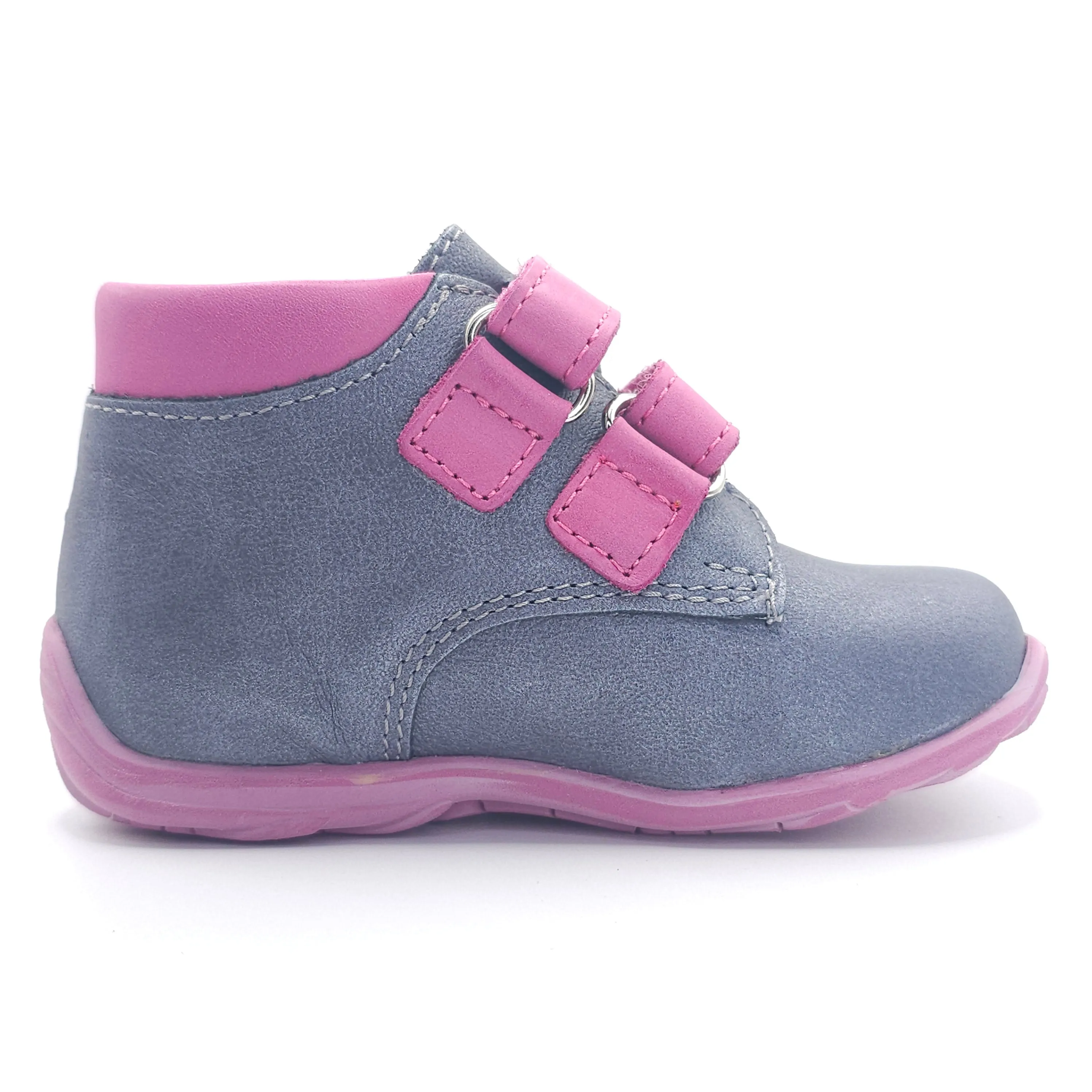 Girls Double Velcro Shoe In Ash Gray