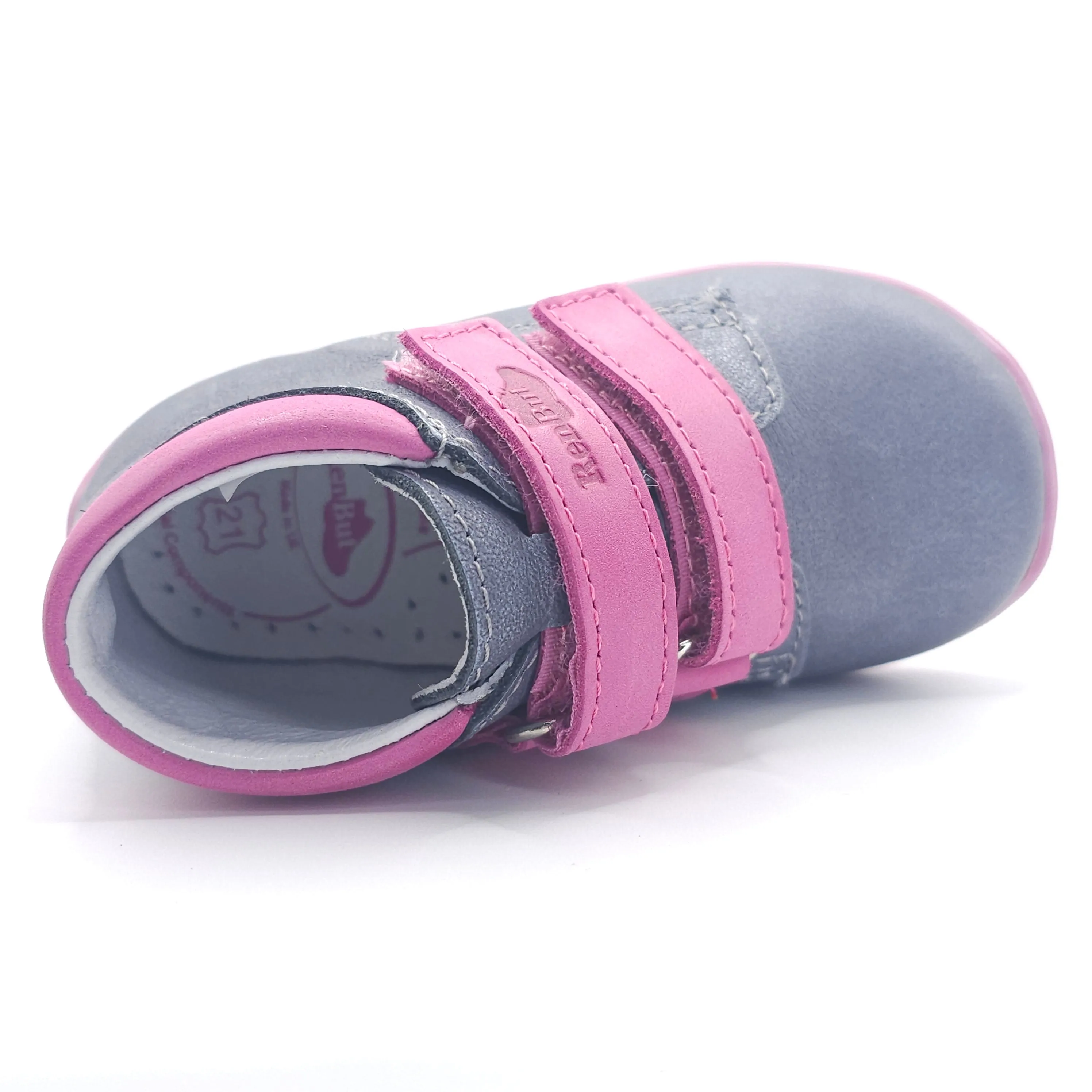 Girls Double Velcro Shoe In Ash Gray