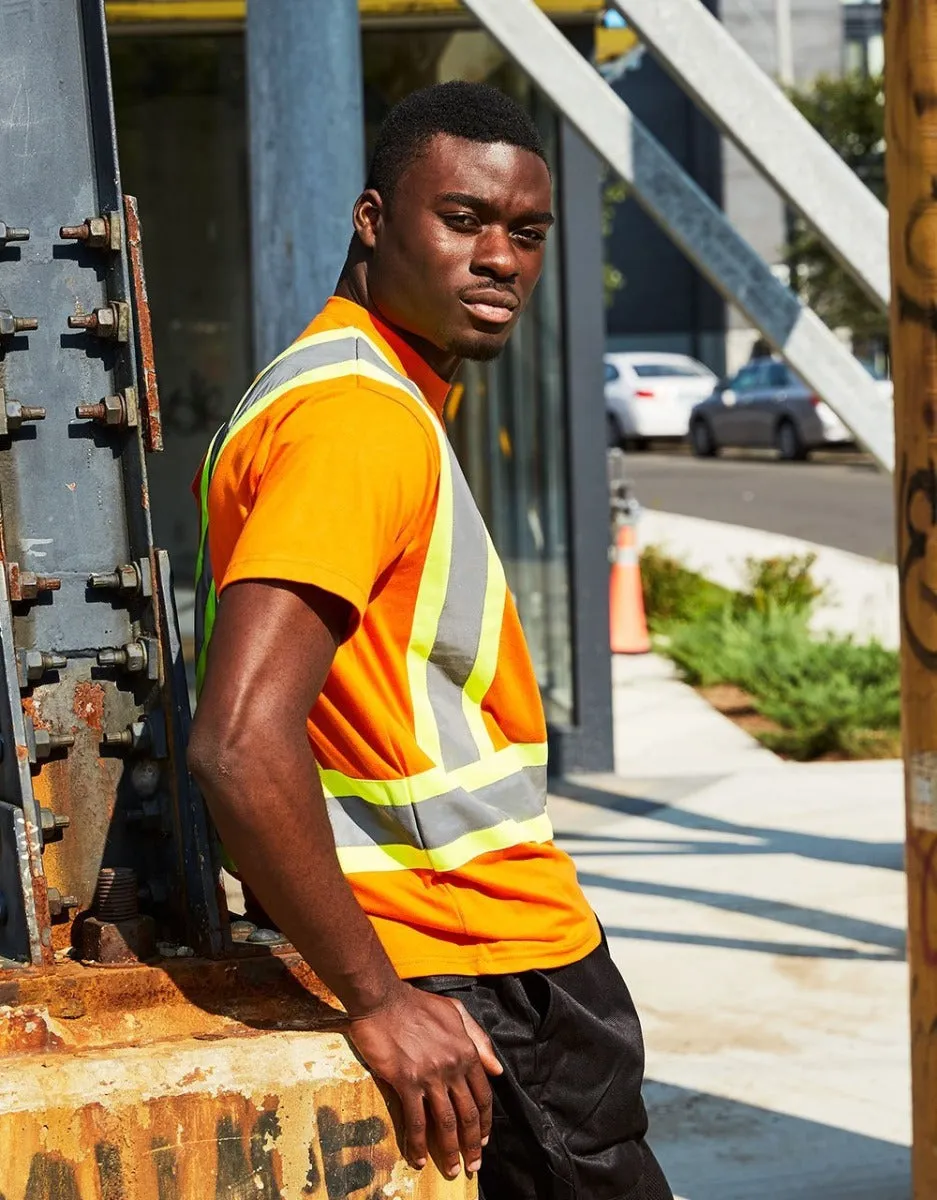 Hi Vis Short Sleeve Safety T-Shirt with Chest Pocket in Orange