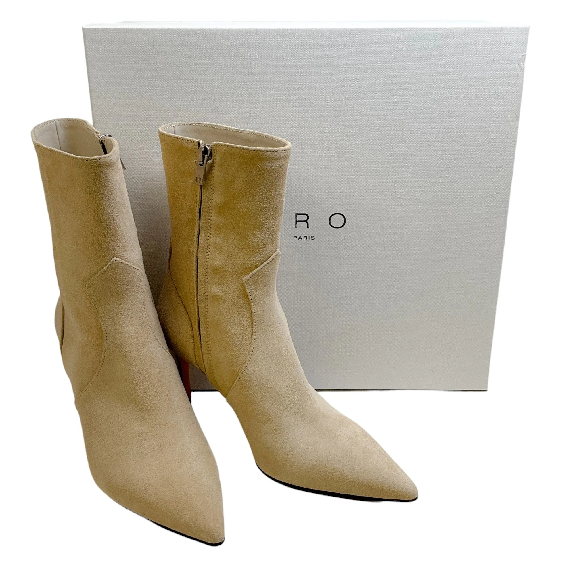 Iro Light Beige Suede Booties