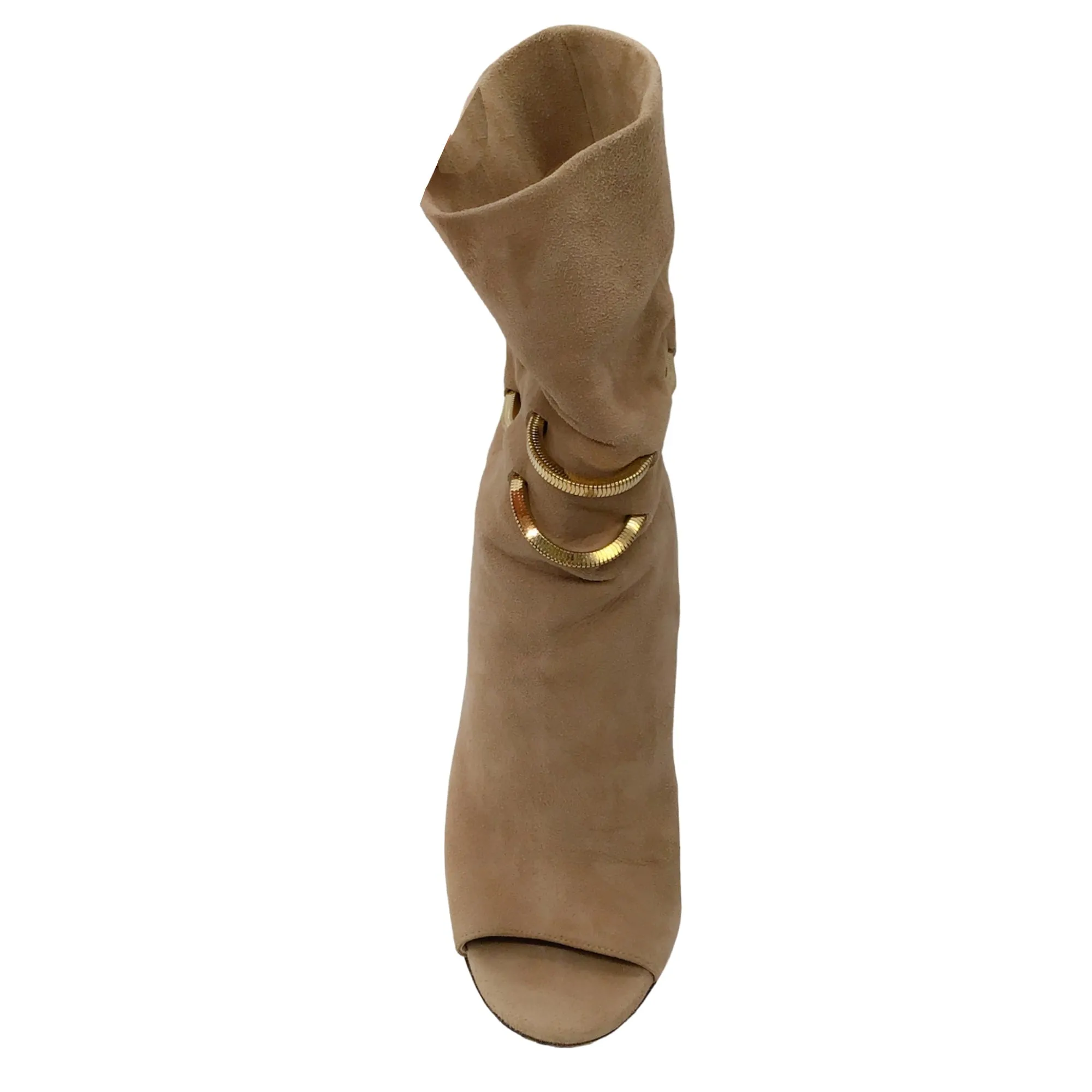 Jimmy Choo Beige Mysen 100 Open Toe Suede Boots