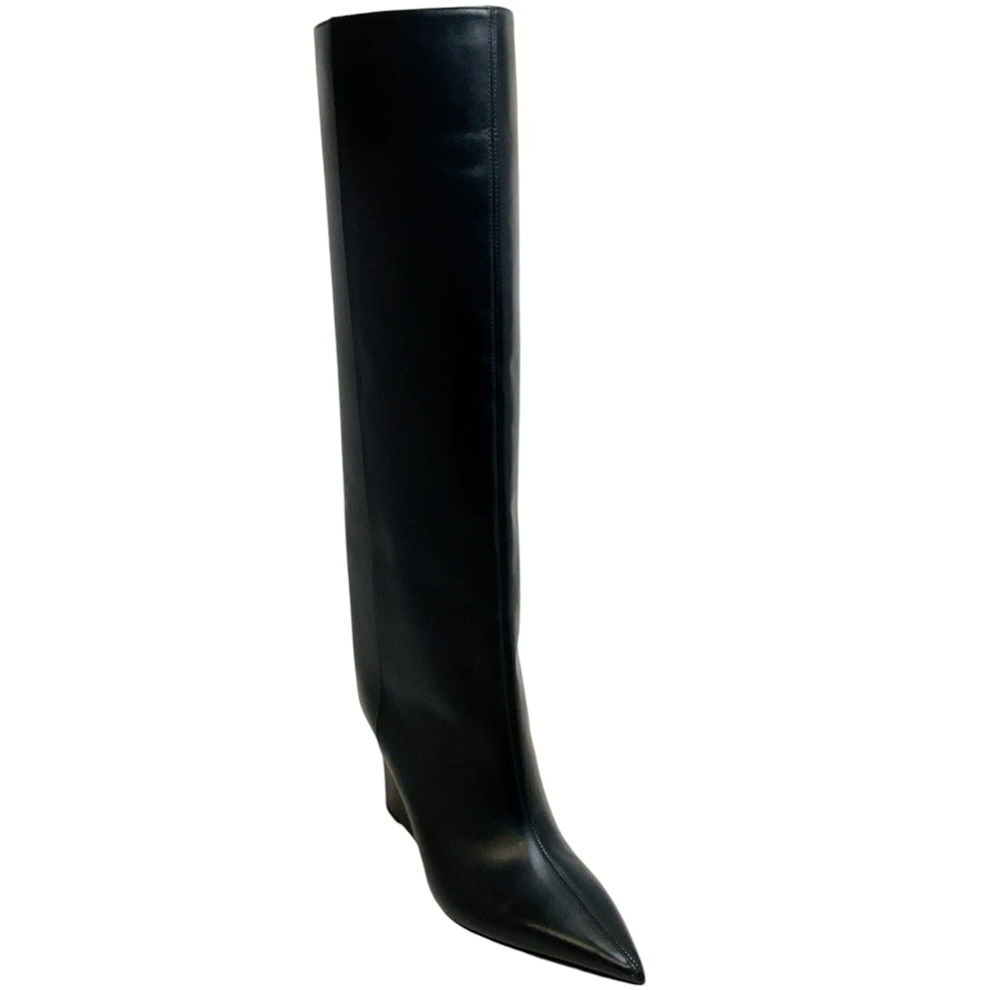 Jimmy Choo Black Leather Blake Wedge Boots