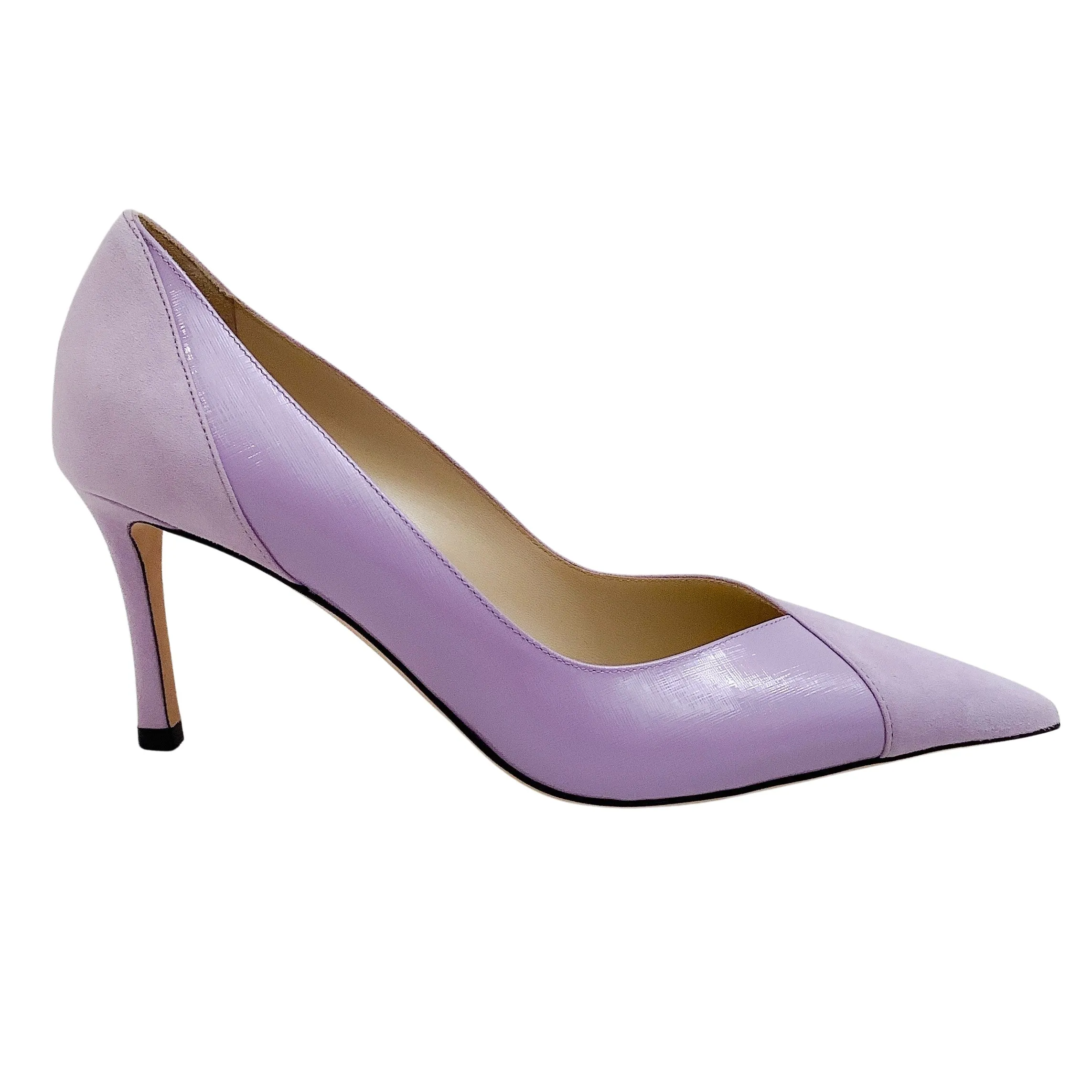 Jimmy Choo Wisteria Suede / Patent Leather Cass 75 Pumps