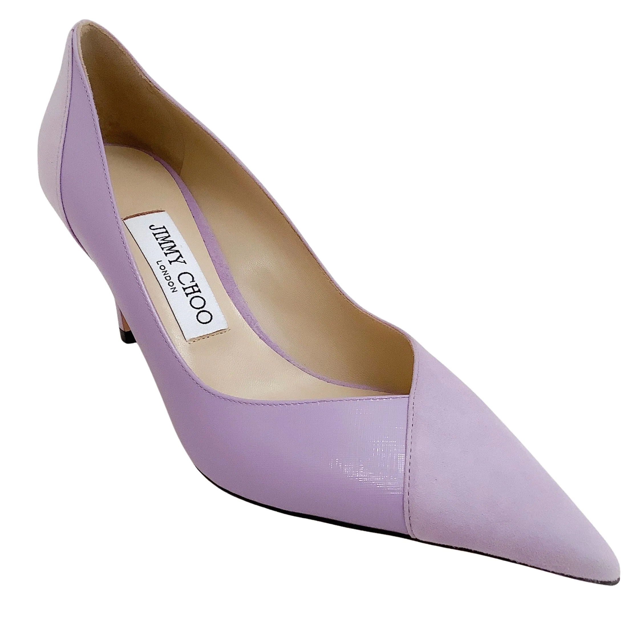 Jimmy Choo Wisteria Suede / Patent Leather Cass 75 Pumps