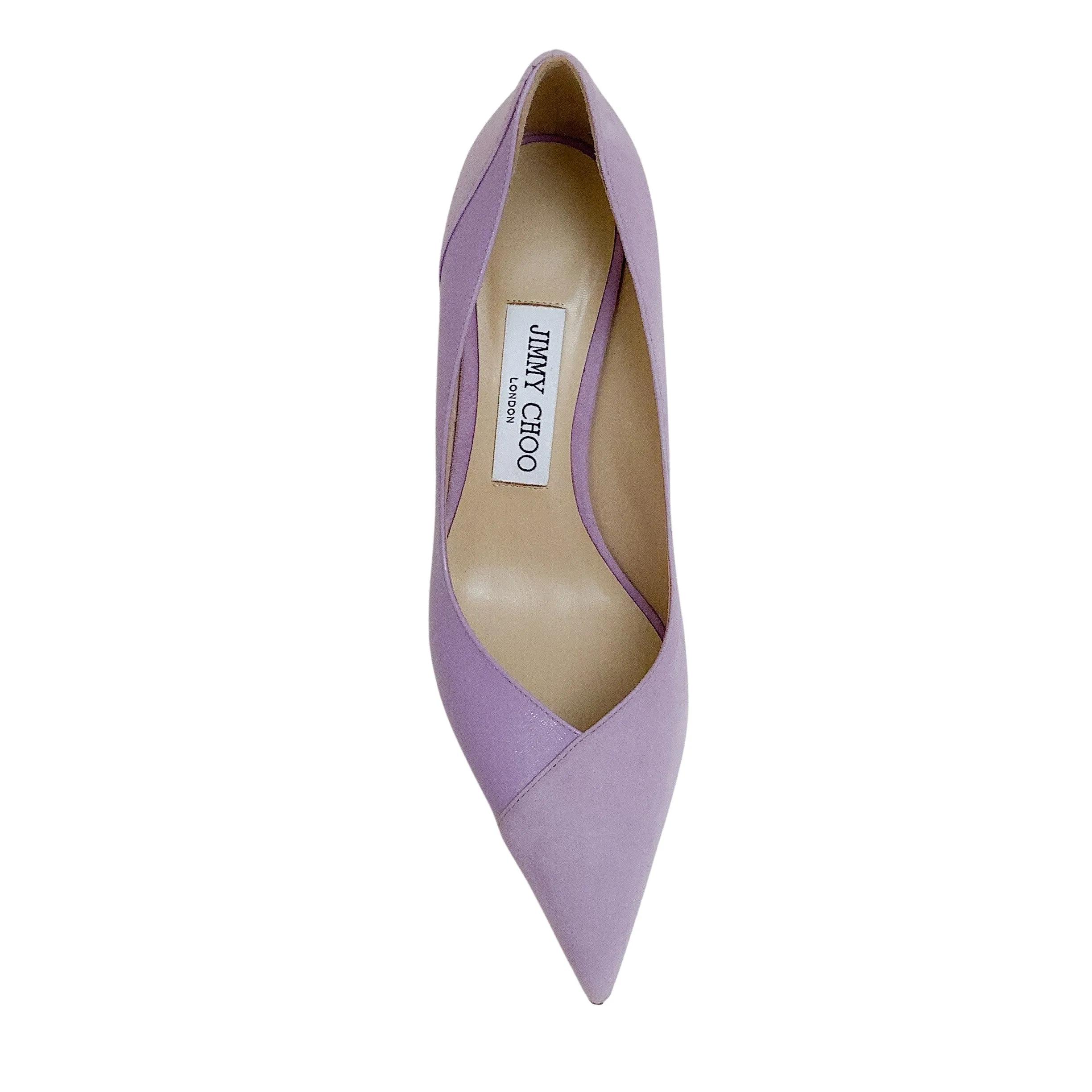 Jimmy Choo Wisteria Suede / Patent Leather Cass 75 Pumps