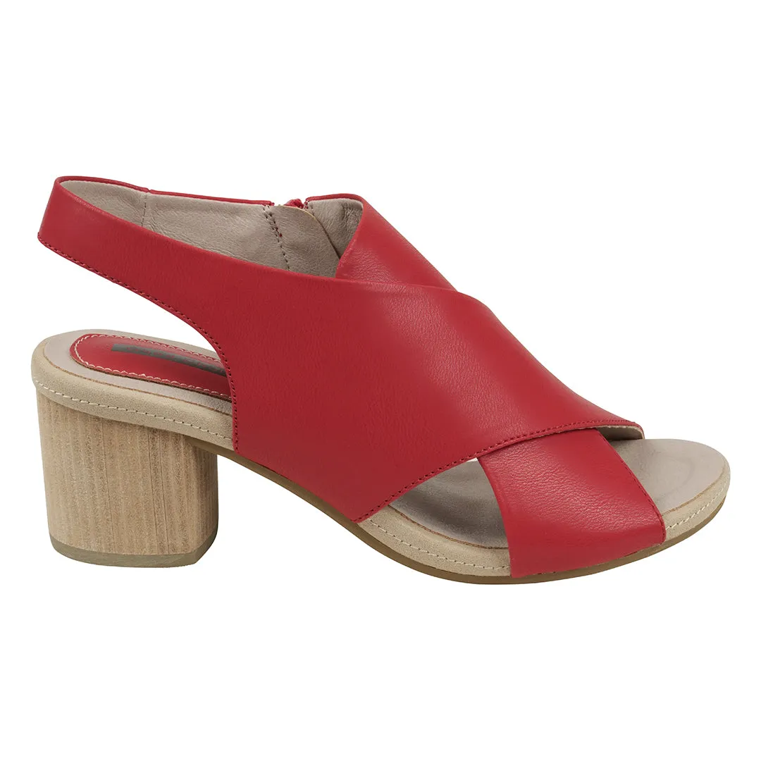 Keefa Red Cross Strap Slingback Heeled Sandals