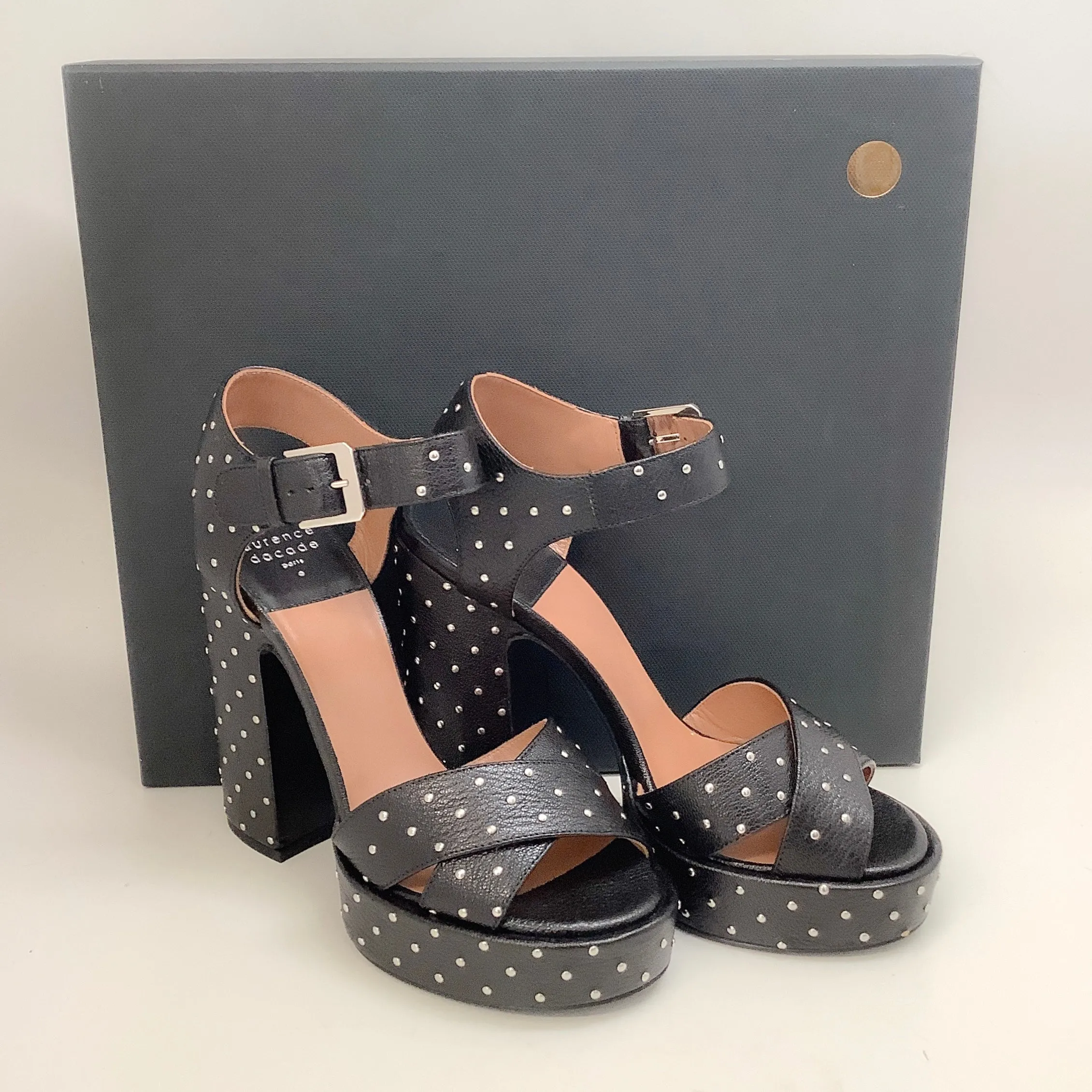 Laurence Dacade Black Leather Rosange Studded Platform Sandals