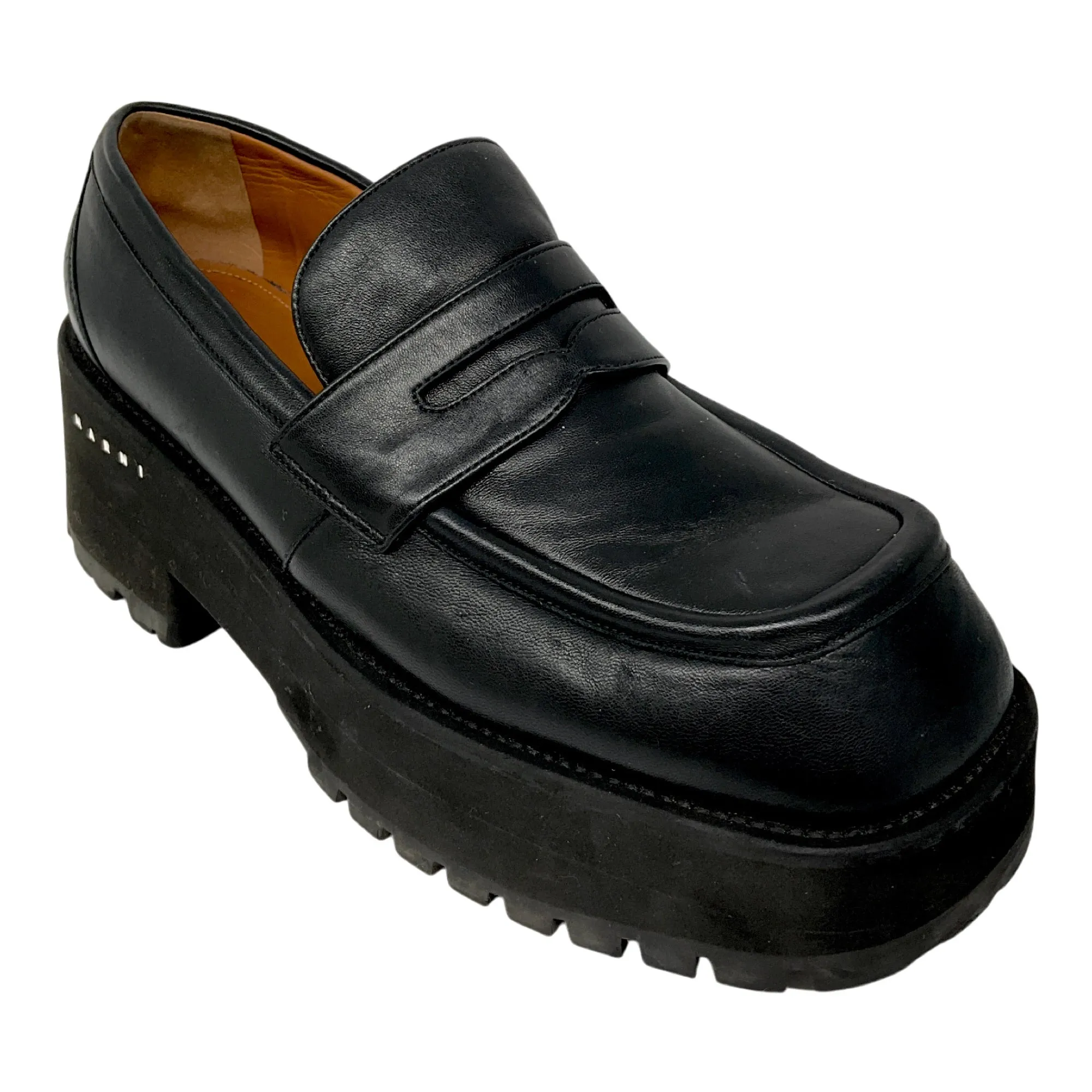 Marni Black Chunky Leather Platform Loafers