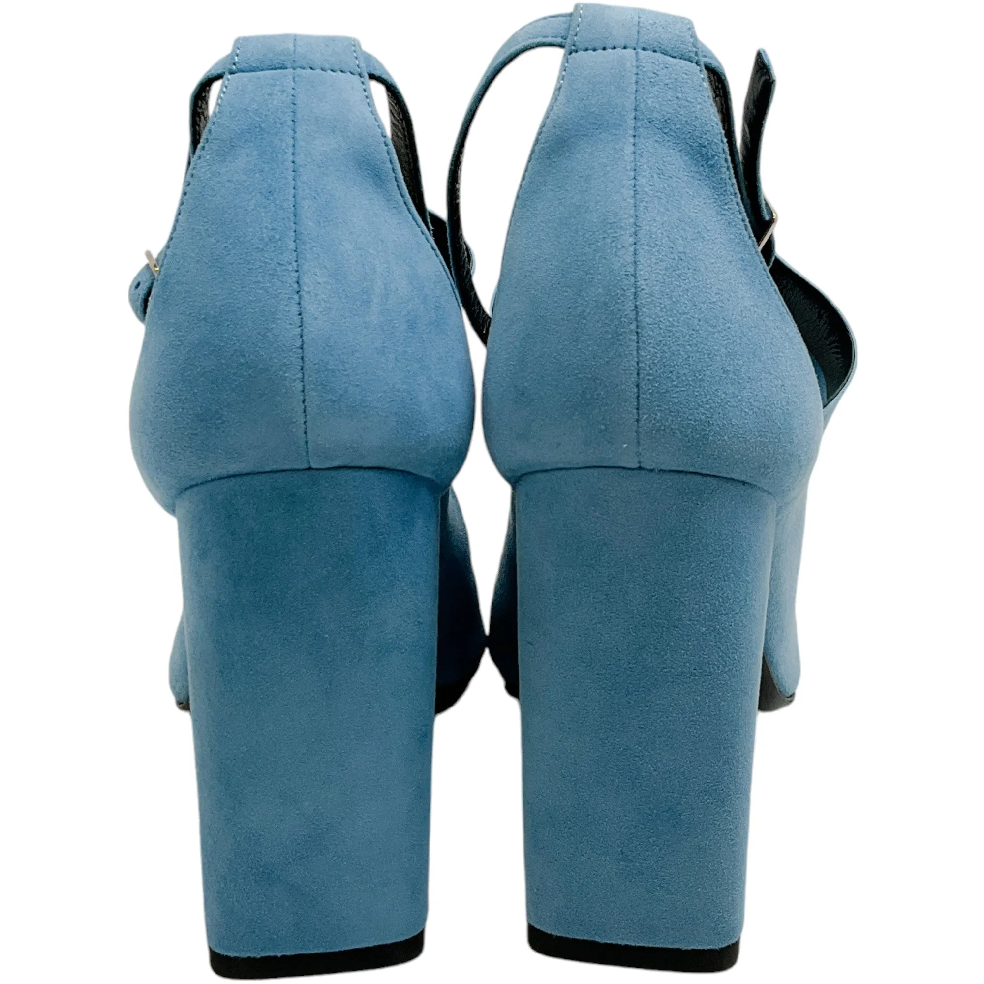 Pierre Hardy Blue Suede Caress Peep Toe Shooties with Ankle Strap