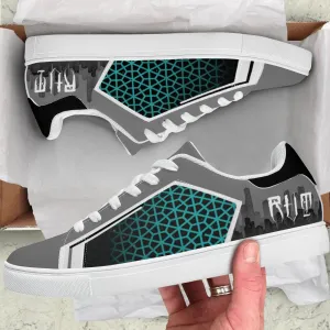 RVT Low-Top Synthetic Leather Sneakers - Skyline Blue Geometric