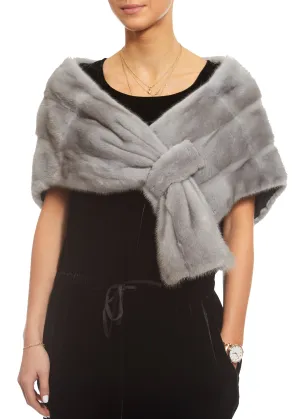 Sapphire Grey Mink Knit Loop Through Evening Wrap