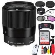 Sigma 30mm f/1.4 DC DN Contemporary Lens for Canon EF-M   32GB SD Card Bundle