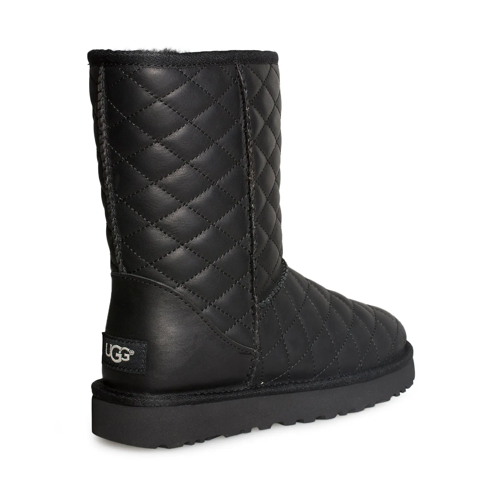 UGG Classic Short Diamond Quilt Black Boots - Women's