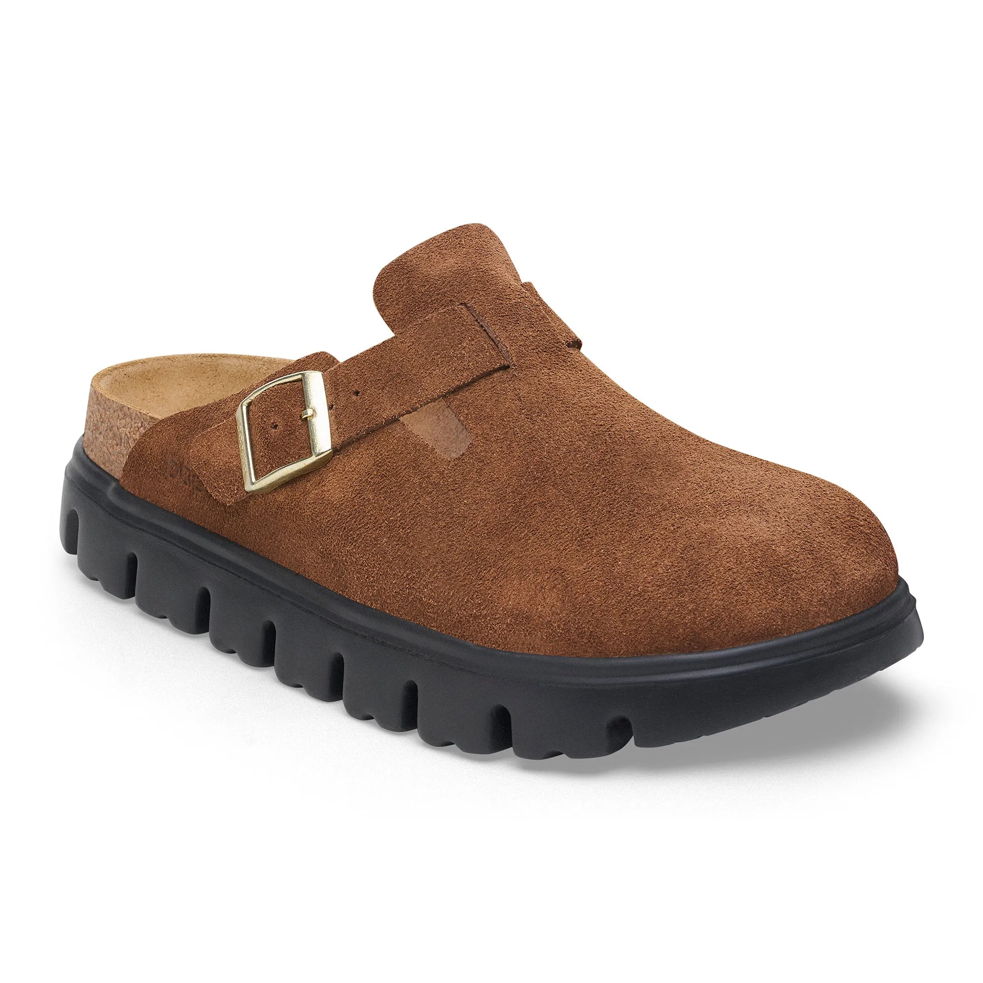 Women's Birkenstock Papillio Boston Chunky Suede Leather Color: Dark Tea